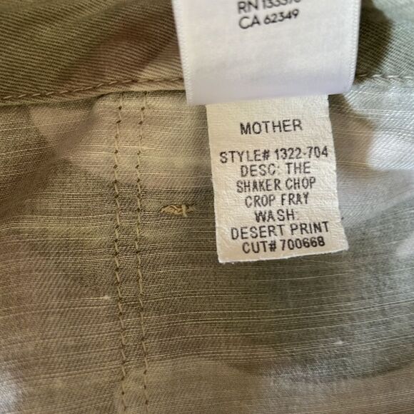 MOTHER The Shaker Chop Crop Fray Camo Pants Y2K Mid Rise Streetwear Size 26 - Picture 8 of 10